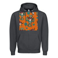 Smoke western cross and bull skull seamless pattern Zipper Hoodie - HRA Design Shop