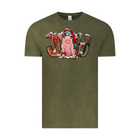 Vintage Olive Christmas Joy With Pig Vintage Tee - RanaPortraitStore