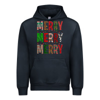 Navy Merry Merry Merry Christmas Urban Hoodie - BundleAndBundleShop