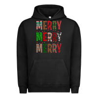 Pigment Black Merry Merry Merry Christmas Urban Hoodie - BundleAndBundleShop