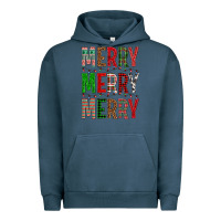Pigment Midnight Navy Merry Merry Merry Christmas Urban Hoodie - BundleAndBundleShop