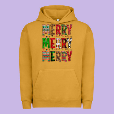 Merry Merry Merry Christmas Urban Hoodie Designed By Bundleandbundleshop