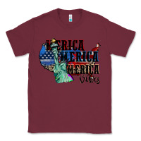 Burgundy Merica Merica Merica vibes 4th of july Classic Tee - CowGirlArtShop