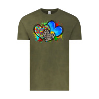 Vintage Olive autism hearts Vintage Tee - Zillion Design Studio
