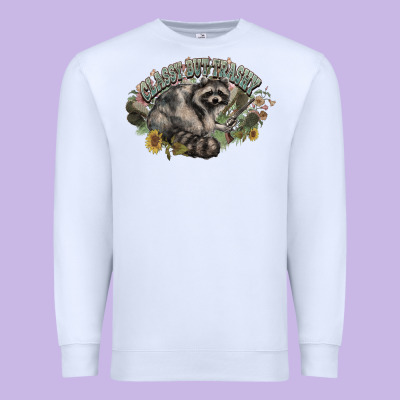 Classy But Trashy Racoon Premium Sweatshirt Designed By Nancycooperartshop