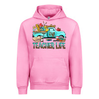 Fuchsia Pink Teacher Life With Truck Urban Hoodie - BundleAndBundleShop