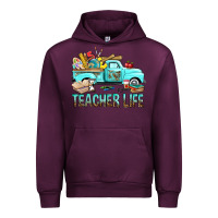 Mauve Wine Teacher Life With Truck Urban Hoodie - BundleAndBundleShop