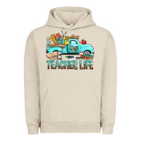 Pigment French Oak Teacher Life With Truck Urban Hoodie - BundleAndBundleShop