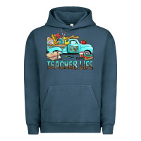 Pigment Midnight Navy Teacher Life With Truck Urban Hoodie - BundleAndBundleShop