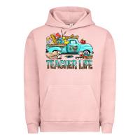 Pigment Salmon Teacher Life With Truck Urban Hoodie - BundleAndBundleShop