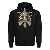 Black Christmas Rib Cage Zipper Hoodie - FaDigitalArtStudio