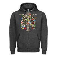 Charcoal Heather Christmas Rib Cage Zipper Hoodie - FaDigitalArtStudio