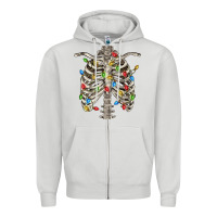 Dove Grey Christmas Rib Cage Zipper Hoodie - FaDigitalArtStudio