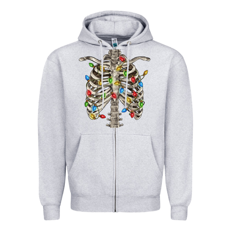 Christmas Rib Cage Zipper Hoodie by FaDigitalArtStudio | Teevron