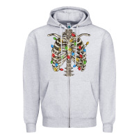 Heather Grey Christmas Rib Cage Zipper Hoodie - FaDigitalArtStudio