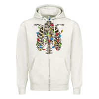 Oatmeal Heather Christmas Rib Cage Zipper Hoodie - FaDigitalArtStudio