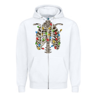 White Christmas Rib Cage Zipper Hoodie - FaDigitalArtStudio