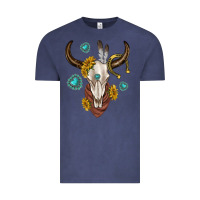 Vintage Denim western cow skull Vintage Tee - texasbilliewilder