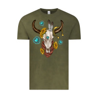 Vintage Olive western cow skull Vintage Tee - texasbilliewilder
