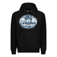 Black merry christmas blue Premium Hoodie - MaliasSmallBusiness