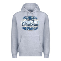 Heather Grey merry christmas blue Premium Hoodie - MaliasSmallBusiness