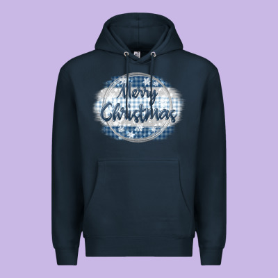 Merry Christmas Blue Premium Hoodie Designed By Maliassmallbusiness