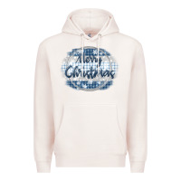 Pale Pink merry christmas blue Premium Hoodie - MaliasSmallBusiness