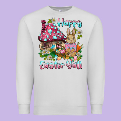 Happy Easter Y'all Rabbit Premium Sweatshirt Designed By Barkaloodesign