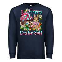 Navy happy easter y'all rabbit Premium Sweatshirt - BarkalooDesign