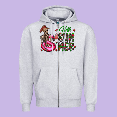 Hello Summer Zipper Hoodie Designed By Cowhidedigitalart