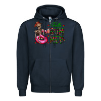 Navy hello summer Zipper Hoodie - CowhideDigitalArt