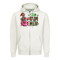Oatmeal Heather hello summer Zipper Hoodie - CowhideDigitalArt
