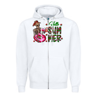 White hello summer Zipper Hoodie - CowhideDigitalArt