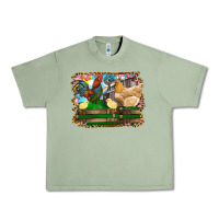 Oil Green Happy easter rooster chicken and chick Urban Heavy Tee - RanaPortraitStore