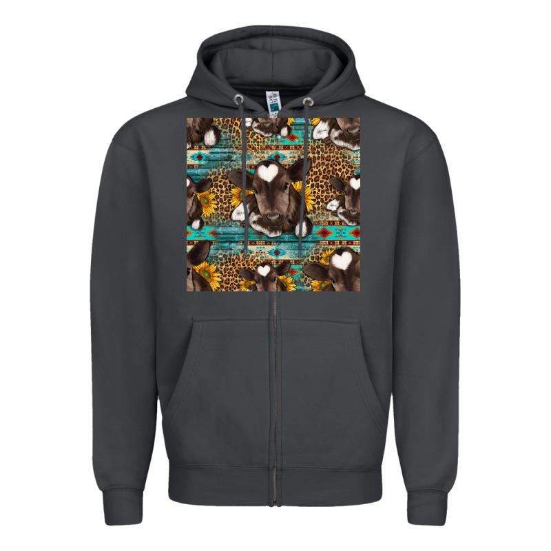 Western Baby Calf Seamless Pattern Zipper Hoodie by HRA Design Shop | Teevron