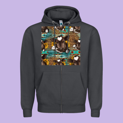 Western Baby Calf Seamless Pattern Zipper Hoodie Designed By Hra Design Shop