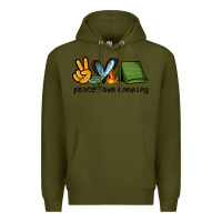 Army Green peace love camping Premium Hoodie - NancyCooperArtShop