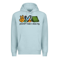 Blue Mist peace love camping Premium Hoodie - NancyCooperArtShop