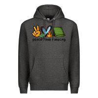 Charcoal Heather peace love camping Premium Hoodie - NancyCooperArtShop