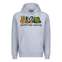 Heather Grey peace love camping Premium Hoodie - NancyCooperArtShop