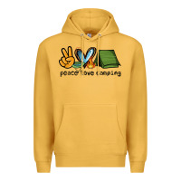 Mustard peace love camping Premium Hoodie - NancyCooperArtShop