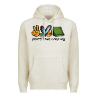Oatmeal Heather peace love camping Premium Hoodie - NancyCooperArtShop