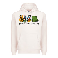 Pale Pink peace love camping Premium Hoodie - NancyCooperArtShop