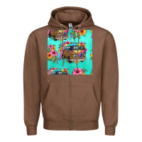 Chestnut floral hippie truck seamless pattern Zipper Hoodie - HRA Design Shop