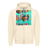 Sandshell floral hippie truck seamless pattern Zipper Hoodie - HRA Design Shop