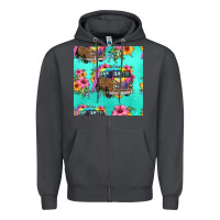 Smoke floral hippie truck seamless pattern Zipper Hoodie - HRA Design Shop