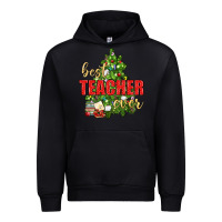 Black Best Teacher Ever With Christmas Tree Urban Hoodie - BundleAndBundleShop