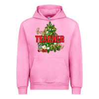 Fuchsia Pink Best Teacher Ever With Christmas Tree Urban Hoodie - BundleAndBundleShop