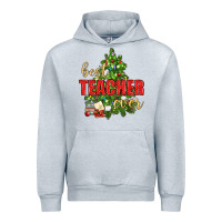 Heather Grey Best Teacher Ever With Christmas Tree Urban Hoodie - BundleAndBundleShop