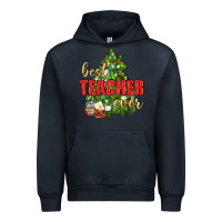 Navy Best Teacher Ever With Christmas Tree Urban Hoodie - BundleAndBundleShop